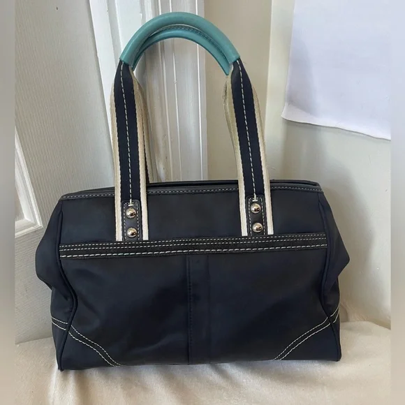 Coach Nylon Black and Teal Tote Bag GUC - Picture 11 of 13